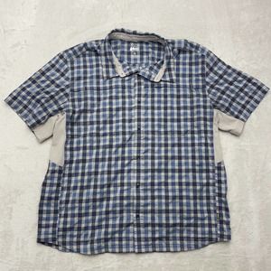 REI Co-Op Shirt Mens Extra Large Blue Outdoor Hiking Camp Breathable Lightweight